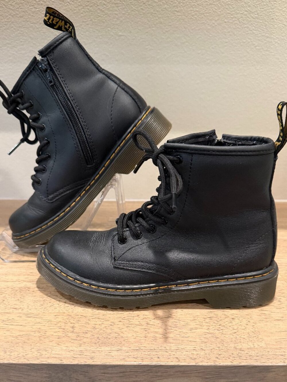 Dr. Martens Kids 1460 Softy T Black Leather Boots - Size 2 Little Kid